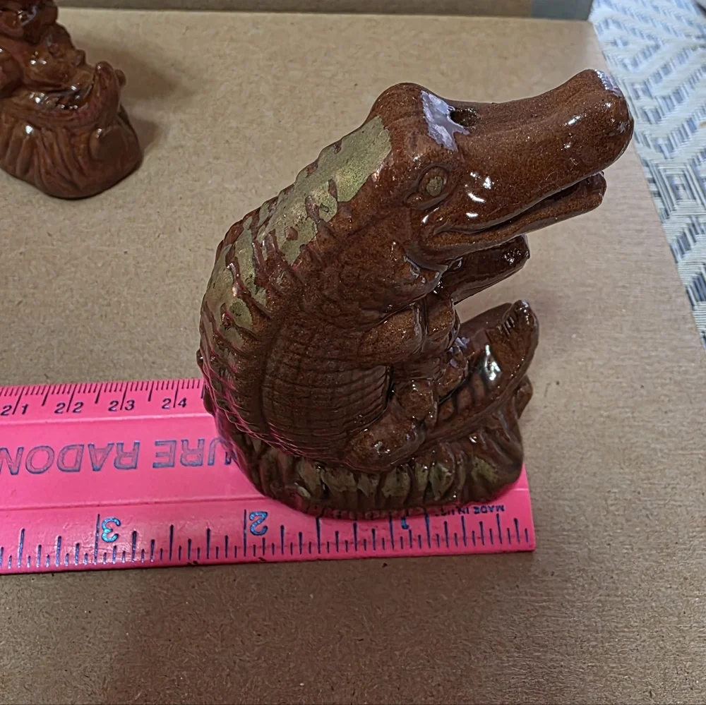 Vtg Florida Alligator Crockodile Salt Pepper Shaker Set #181
